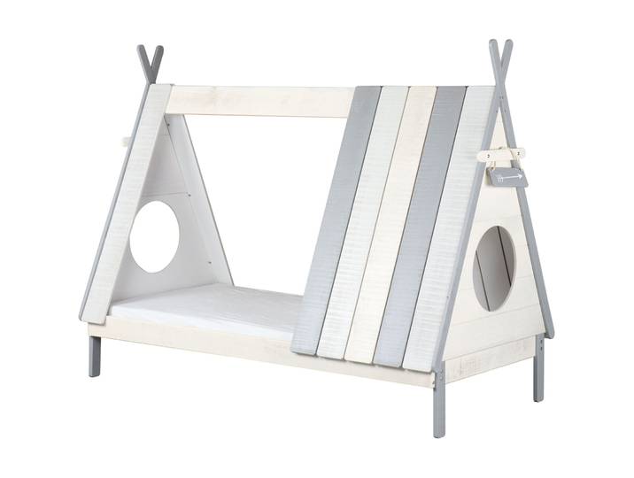 Kinderbett Jano weiss, grau MDF 90 x 200 cm - Kinderbett