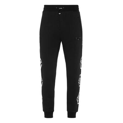 Jogginghose PHILIPP PLEIN "Hexagon", Herren, Gr. XXL, US-Größen, schwarz-weiß (02, schwarz), Obermaterial: 88% Baumwolle, 12% Polyester, Hosen Jogginghose