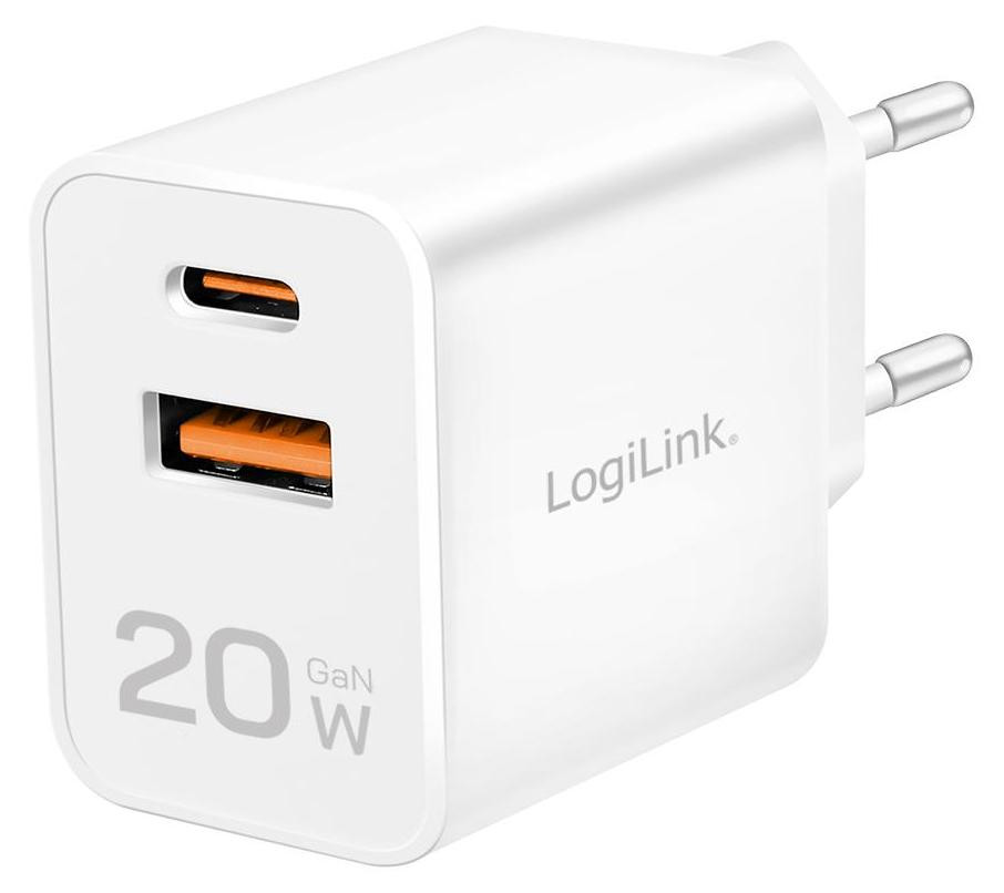 LogiLink PA0369 USB-stopcontactadapter met 1x USB-A en 1x USB-C, 20 Watt