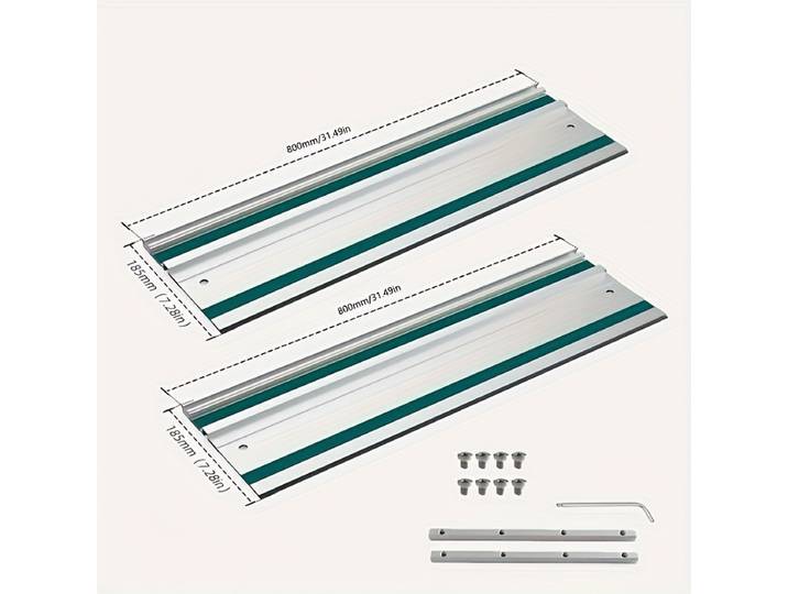 2 pièces/ensemble Rails de guidage pour scie à ruban de 800 mm, rails extrudés en aluminium pour scie circulaire, outil de travail du bois pour coupes droites DIY