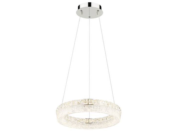 Globo Led-Hängeleuchte, Klar, Chromfarben, Transparent, Metall, Kunststoff, Glas, F, 120 cm, CE, Stufenschalter, Farben fixierbar, Lampen & Leuchten, Innenbeleuchtung, Hängelampen, Pendelleuchte