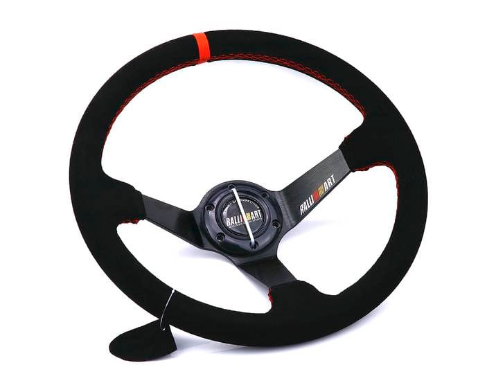 RALLI ART Volant profond en cuir suédé noir 350 mm/14 pouces