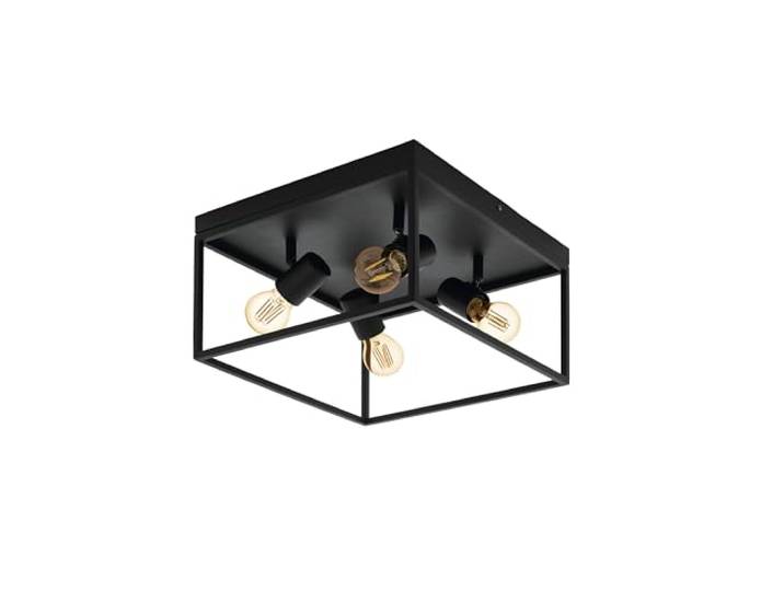 Eglo Luminaire plafonnier Silentina\, 4 lampes\, lustre au style industriel en acier noir\, lumière plafond pour salon\, cuisine et couloir\, douille E27