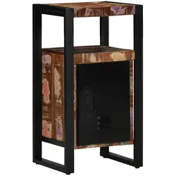 Helloshop26 - Moderner Badezimmerschrank mit Tür 40 x 35 x 75 cm funktionaler Stauraum schlichtes Design braunes Recyclingholz