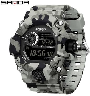 DynamicDeals Waterproof Luminous Electronic Watch, Students Digital Watches, Fashion Military Multifunctional Date Alarm Clock grey Black