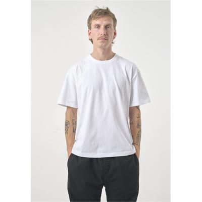 T-Shirt CLEPTOMANICX "Boxy Tee Ligull Boxy Crop", Herren, Gr. M, weiß, 100% Baumwolle, bestickt, kurz, Rundhals, Shirts T-Shirt, mit lockerem Schnitt