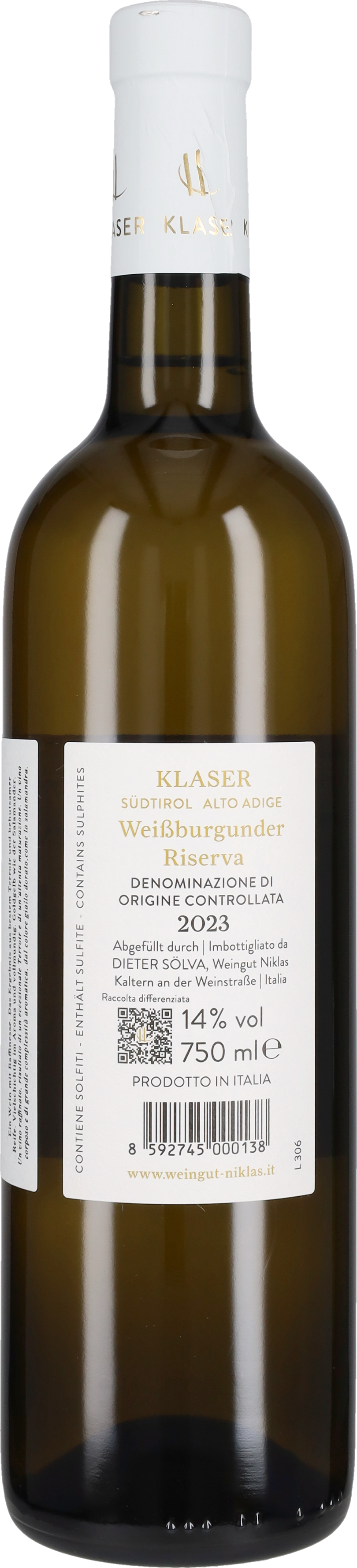 Niklas Pinot Bianco Riserva 'Klaser' 2023