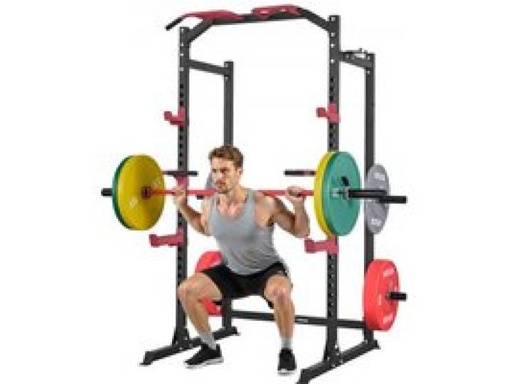 VEVOR Power Cage Power Rack, multifunktionales Squat-Rack mit verstellbarer Höhe, Heimfitnessgerät für Krafttraining mit J-Haken & weiteren Fitnessaufsätzen für Bankdrücken Klimmzüge Dips