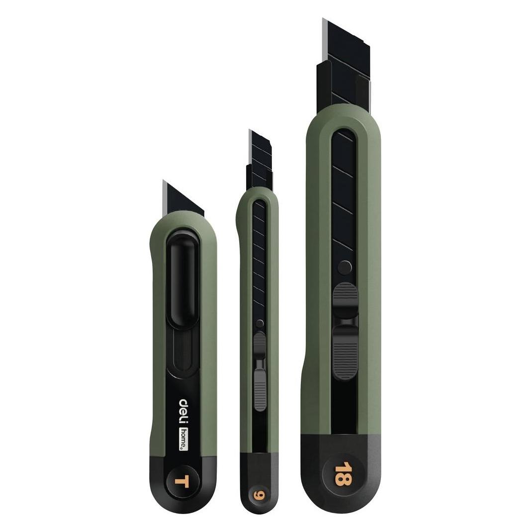 Deli Cuttermesser Set 3-teilig signalgrün (Cutter) (D780757)