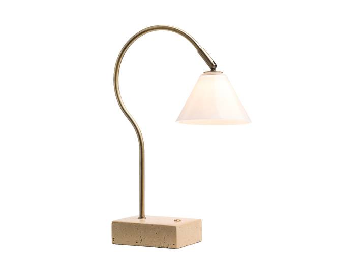 LED Design Tischlampe Question Travertin Antik Brass Halo Design