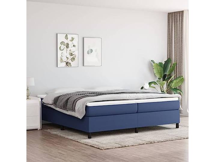 RJPLMFV Lattenrost mit Matratze, Blau, 200 x 200 cm Taschenfedern, atmungsaktiver Stoff, mittlere Unterstützung, Sperrholzlatten