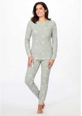 Plus Size Women's Thermal Crewneck Long-Sleeve Top by Comfort Choice in Light Sage Stars (Size M) Long Underwear Top