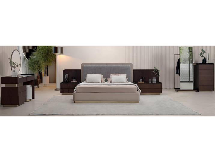 Xlmoebel Schlafzimmer-Set Luxus Schlafzimmermöbel mit eleganter Polsterung, (7-tlg., Bett), Hergestellt in Europa