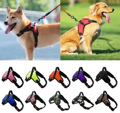 Uplifted Goods Heavy Duty Adjustable Reflective Dog Harness And Leash Set american Flag l