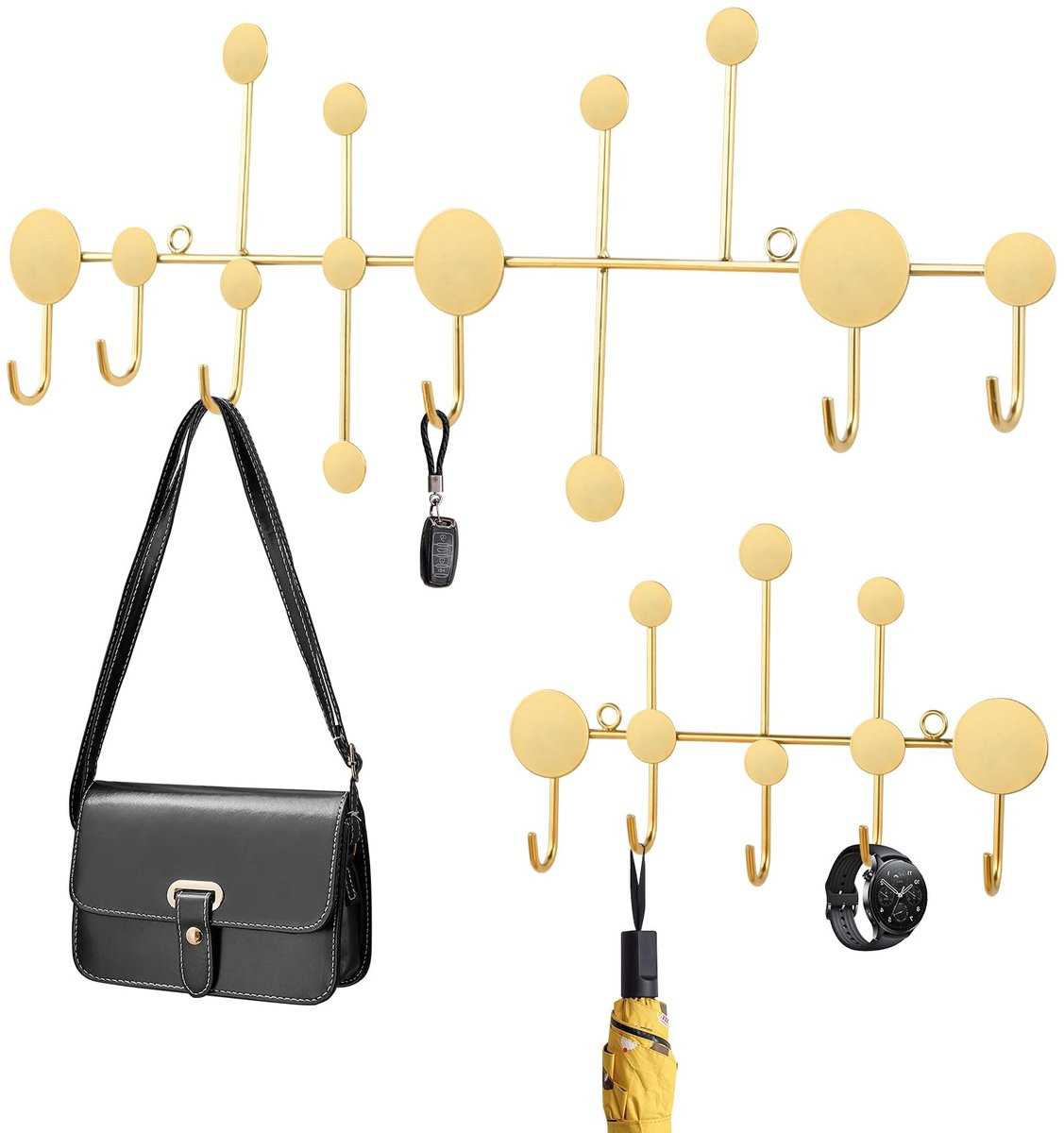 Unyqoos Gouden Wandgarderobe met Moderne IJzeren Haken
