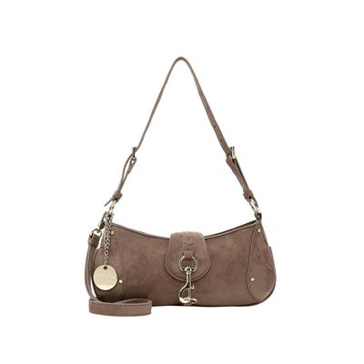 Beuteltasche TAMARIS "Beutel TAS Marina Suede", Damen, Gr. B/H/T: 31cm x 14cm x 3cm, grau (grau 800), Polyester, Taschen Beuteltasche