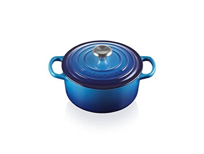 Le Creuset Signature Enamelled Cast Iron Round Casserole Dish With Lid\, 20 cm\, 2.4 Litre\, Azure\, 21177182202430