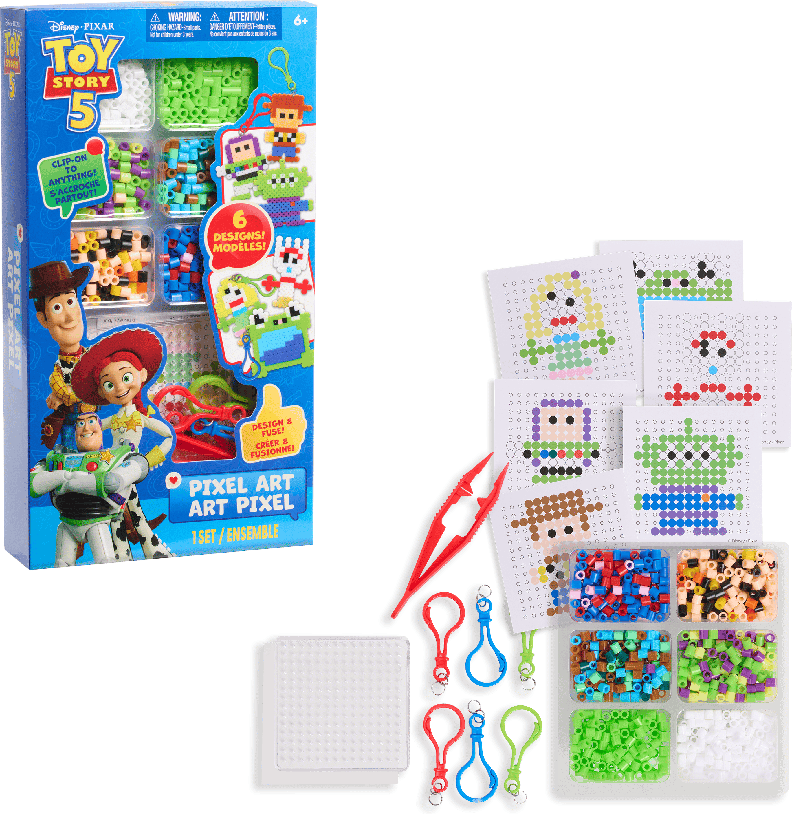 Just Play Disney Pixar Toy Story 5 Pixel Art Set - 800 Fuse Beads, 6 Clip-On Designs, Ages 6+