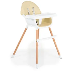 Cangaroo Kinderhochstuhl Gelato 2 in 1 Gurt, Kinderstuhl, Tisch verstellbar beige