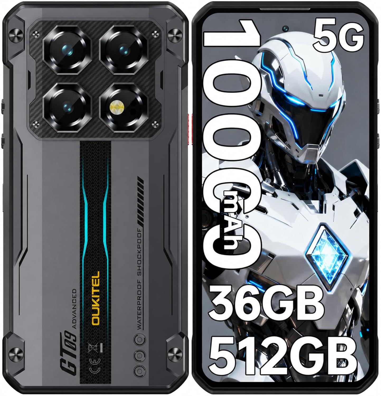 OUKITEL WP60 Outdoor Smartphone 5G - 35GB+512GB - 7.2" 120Hz 10000mAh 108MP Android 15 Outdoor Handy Ohne Vertrag NFC/OTG/GPS, Schwarz