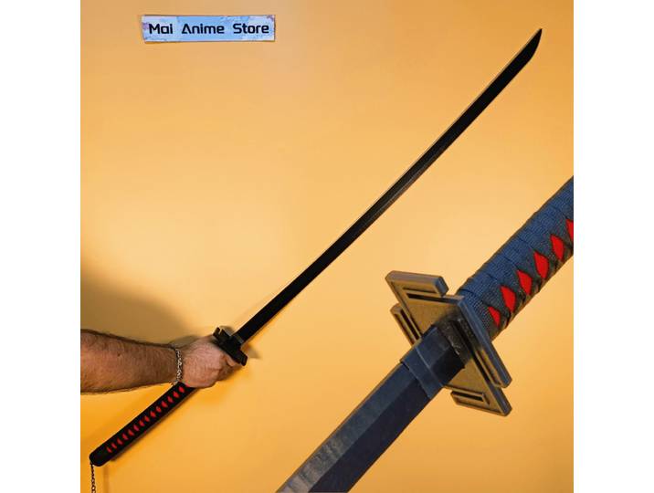 55 pouces eau de javel Katana taille réelle Katana samouraï sabre Kurosaki Ichigo épée Anime Cosplay accessoire couteau Ninja en bois non pointu jouet cadeau