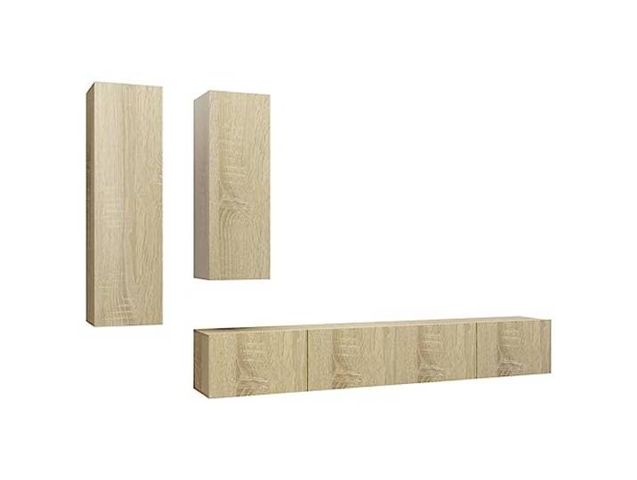 GKHPYURE TV-Möbel-Set, 4-teilig, Sonoma-Eiche, Holz, mehrschichtig Modernes Design, großer Raum, leicht zu reinigen, Wandmontage, 4 Stück