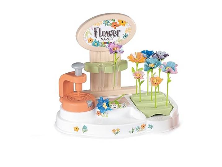 Smoby - Kreativ-Set Flower Market - Bastelset zur Herstellung von individuellen Stoff-Blumen und Blumensträußen, Spielzeug für Kinder von 3-7 Jahre