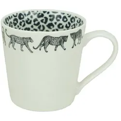 Kaffeebecher Gepard 330 ml Porzellan Schwarz, Weiß Schwarz /