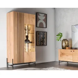 Massivholz »Ascona« Highboard VIII 70x160x45 cm / Anschlag rechts / Rückwand Standard / ohne Inlay / mit Beleuchtung
