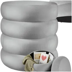 tectake® Sitzhocker mit Stauraum, rund, gepolstert, weicher, pflegeleichter Bezug
