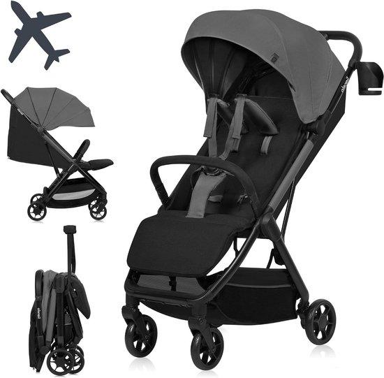 Reisebuggy - Leichter Buggy - Ideal zum Reisen und Fliegen - Automatisch zusammenklappbar - Belastbarkeit: 75 kg - Farbe: Grau