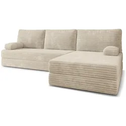 ECKSOFA ANKO modulares Boneless Sofa mit Schlaffunktion Creme Kordstoff