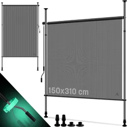 KESSER® Klemmmarkise Senkrechtmarkise außen Ausziehbar & Blickdicht   Vertikalmarkise mit Handkurbel ohne Bohren   Balkon-Sichtschutz & Windschutz für Garten & Terrasse Wasserfest