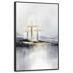 LEINWAND Bilder mit Rahmen - Abstrakt - Malerei - Christentum - Kreuz - 100x150