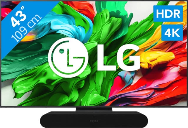 LG 43 inch QNED86 EVO 4K TV (2025) met Sonos Ray Soundbar Zwart