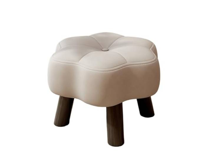 DANNMPX Sitzhocker Wohnzimmer Fußhocker Aus Leder, Rahmen Massivholz, Mehrere Funktionale Kleine Hocker Zusätzliche Sitzplätze(White)