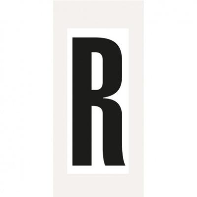 Aufkleber I Buchstabe R, weiß/schwarz, Folie, Schrifthöhe 150mm, 72x170mm, 20 Stück/Packung