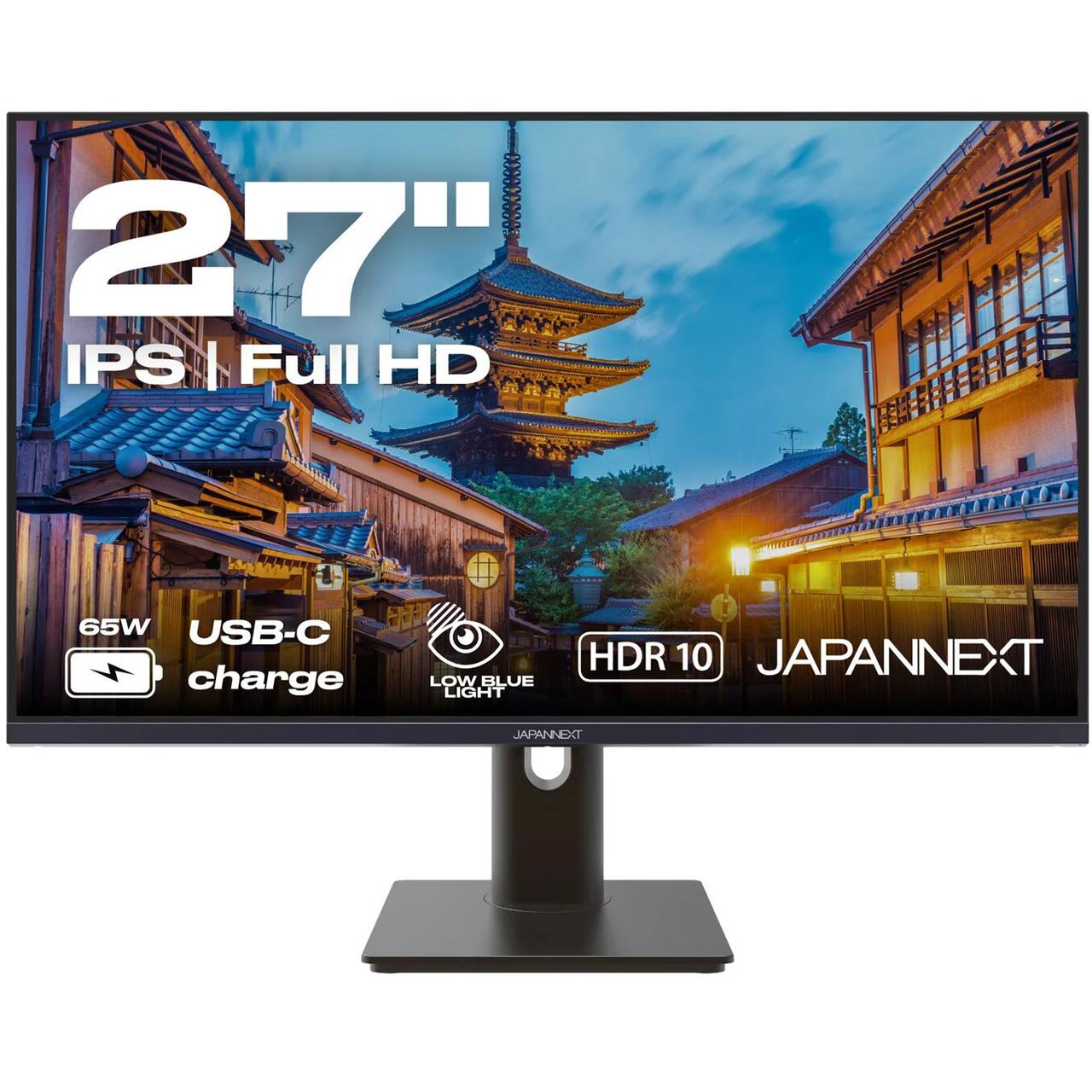 27" (68,58cm) JAPANNEXT JN-IPS27FHDR-C65W-HSP schwarz 1920x1080 1x DisplayPort 1.2 / 1x HDMI 1.4 / 1x USB-C mit Displayport