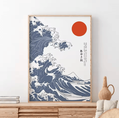 Inspire Picks Hokusai Wave & Mount Fuji Canvas Print Japanese Landscape Wall Decor 5 50x75cm Unframed