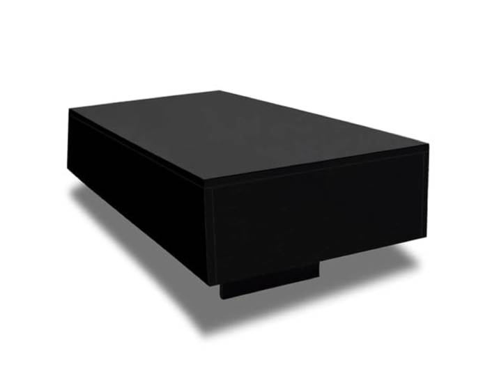 KKgypkn Rechteckiger Couchtisch Hochglanz-Schwarz MDF Moderner Beistelltisch, pflegeleicht mit feuchtem Tuch, vielseitig als Kaffeetisch nutzbar