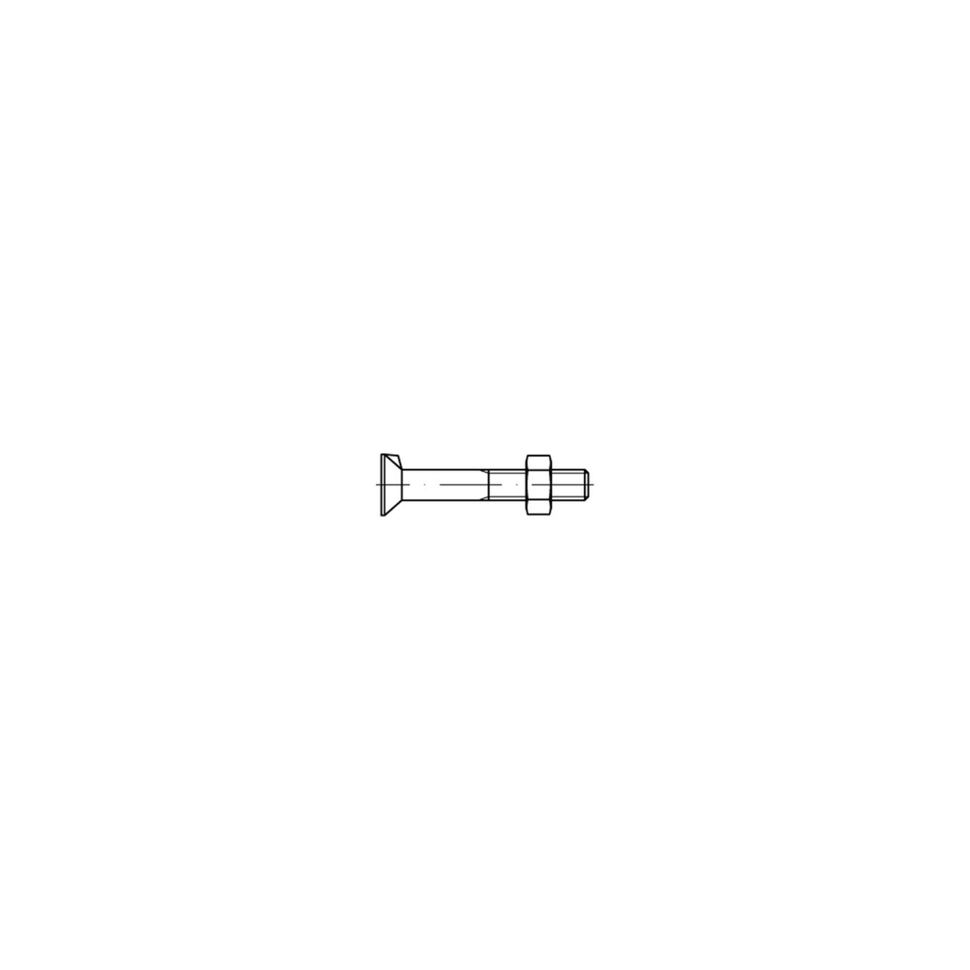 DIN 604 Senkkopfschraube M8x50 Stahl 4.6 blank m. Nase u. Mutter ; Industrial Quality Supplies (006044000080050)