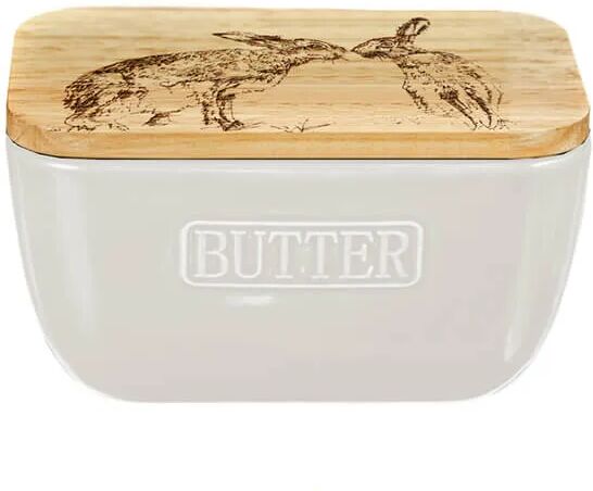 Selbrae House Just Slate Company Kissing Hares White Butter Dish