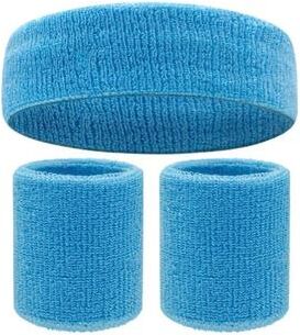 Useful Little Things Soft Terry Cloth Sweatband Set For Sports And Athletic Workouts sky Blue