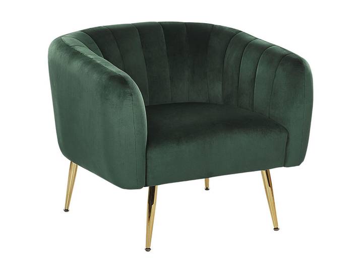 Beliani Sessel Samtstoff Grün Laconia, Metall, 85x72x62 cm, Wohnzimmer, Sessel, Polstersessel