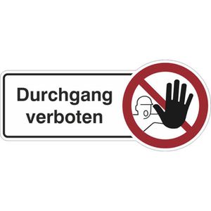 SafetyMarking Hinweisschild Aluminium Dibond, 30 x 13 cm, Verbotsschild, Durchgang verboten