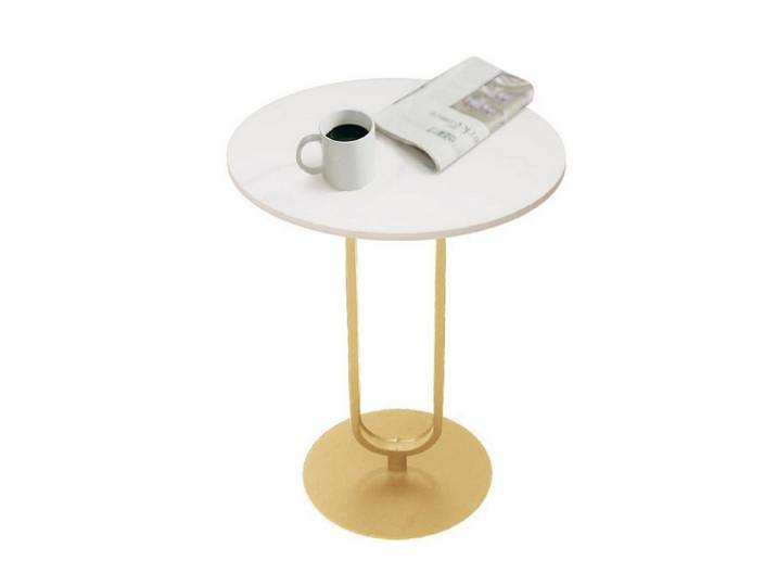 LuxusKollektion Couchtisch Beistelltisch Marmor rund Gold Metall (1-St)