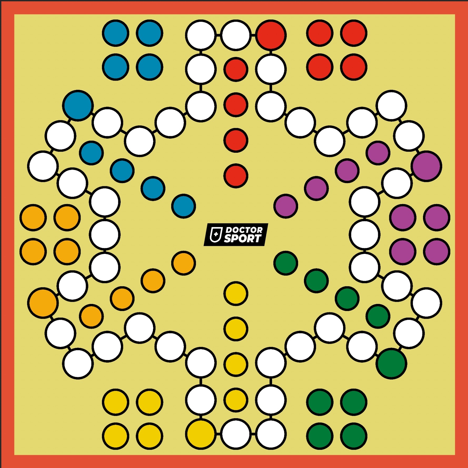 Ludo - Mensch Nicht XXL - 6 Spielern - Spielfeld von 100x100 cm bis 500x500 cm - Mit Würfeln und Spielfiguren!