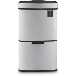 Les Collectors Sensormülleimer  N°1010, 64L, Edelstahl, 3 Fächer 42+11+11, Automatische obere Öffnung, Infrarot-Erkennung, Leise, Design