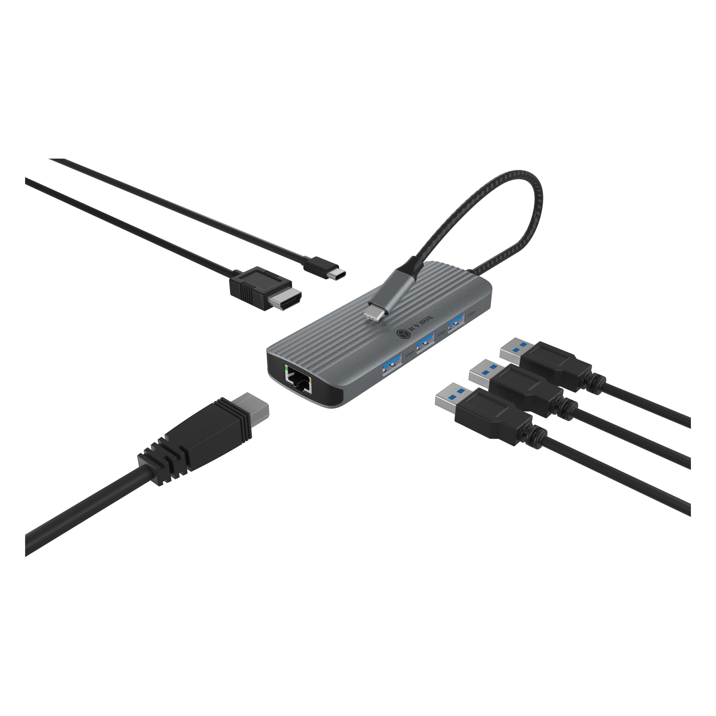 Icy Box IB-DK4034a-CPD (USB-C, 6 Ports) (IB-DK4034a-CPD)