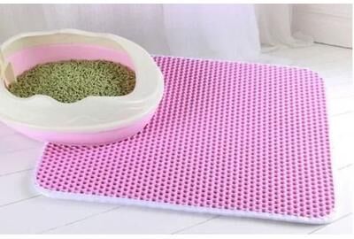 Uplifted Goods Double Layer Waterproof Cat Litter Mat With Non Slip Design pink 11.81 17.71 In
